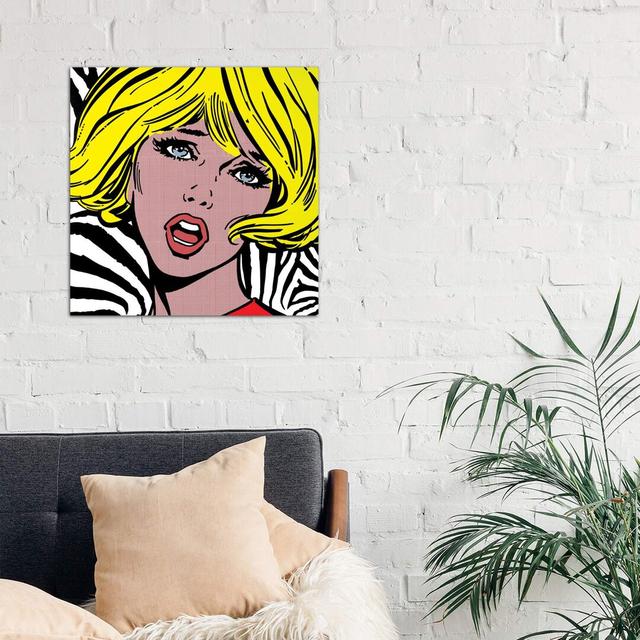 Girl On Zebra Background by Toni Sanchez - Wrapped Canvas Painting George Oliver Size: 66.04cm H x 66.04cm W x 1.91cm D on Productcaster.