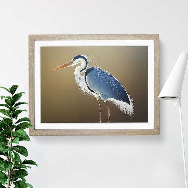 Unbeatable Heron Bird House of Hampton Frame Colour: Oak Framed, Size: 46cm H x 64cm W x 2cm D on Productcaster.