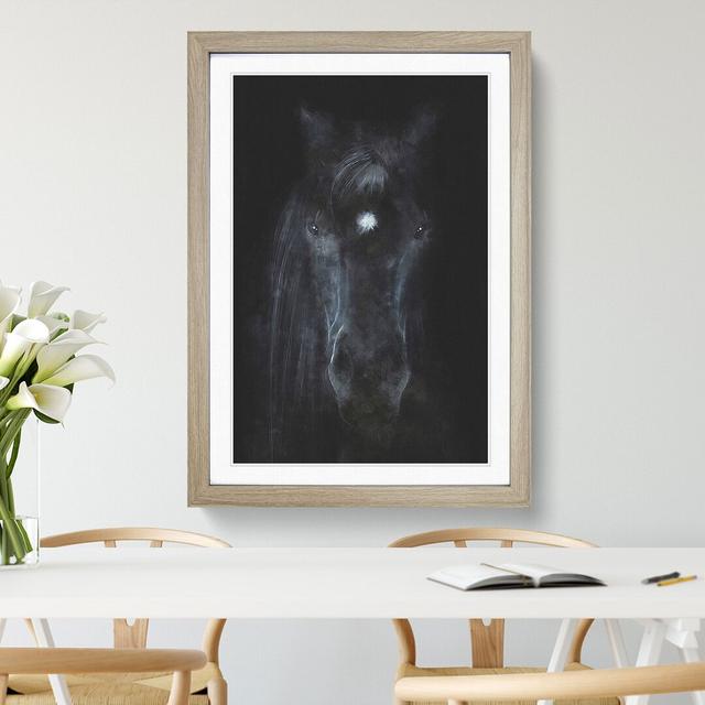 Black Horse in the Shadows - Picture Frame Painting East Urban Home Frame Option: Oak Framed, Size: 36cm H x 27cm W x 2cm D on Productcaster.