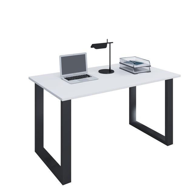 17 Stories "Lona" desk, U-shaped base 17 Stories Colour: White/Black, Size: 76 cm H x 140 cm W x 80 cm D on Productcaster.