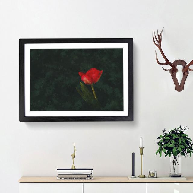 Lone Red Tulip - Picture Frame Graphic Art Print East Urban Home Frame Option: Black Framed, Size: 33cm H x 45cm W x 2cm D on Productcaster.