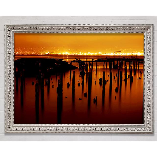 Golden Lake Horizon Framed Print Ebern Designs Size: 100cm H x 141.4cm W on Productcaster.