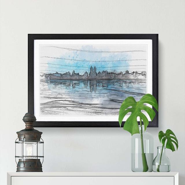 View of New York in Abstract - Picture Frame Graphic Art Print East Urban Home Size: 60cm H x 91cm W x 2cm D, Frame Option: Black on Productcaster.