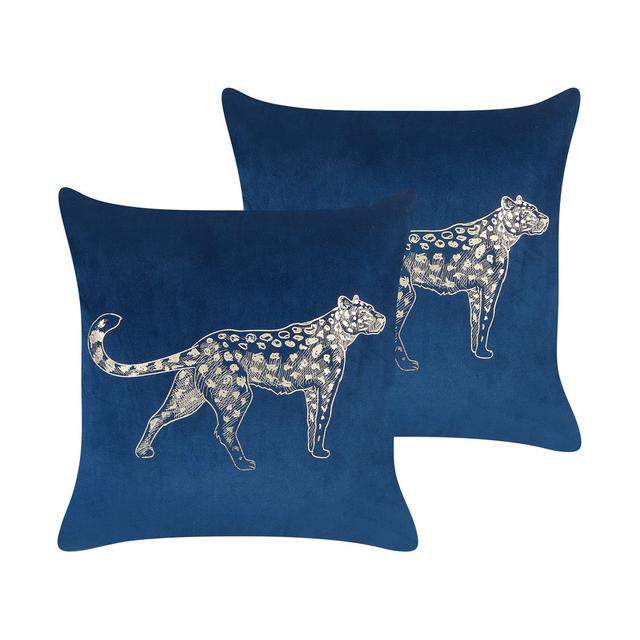 Set of 2 Velvet Cushions Animal Motif 45 x 45 cm Yellow MARULA (Set of 2) Beliani Colour: Blue on Productcaster.