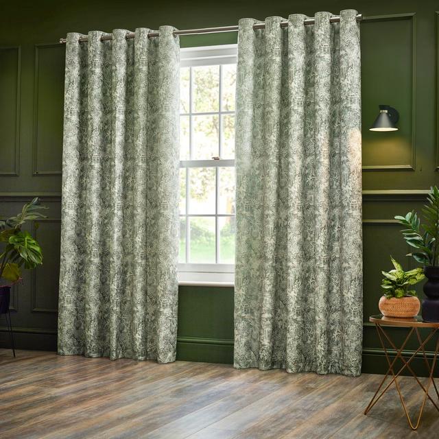 Kozan Polyester Room Darkening Eyelet Curtain Pair ClassicLiving Panel Size: 229 W x 183 D cm, Curtain Colour: Green on Productcaster.