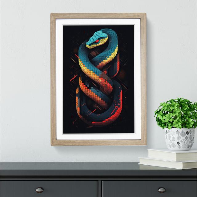 Snake Geometric No.2 - Single Picture Frame Print on Wood Marlow Home Co. Size: 34cm H x 25cm W x 2cm D, Frame Colour: Oak on Productcaster.