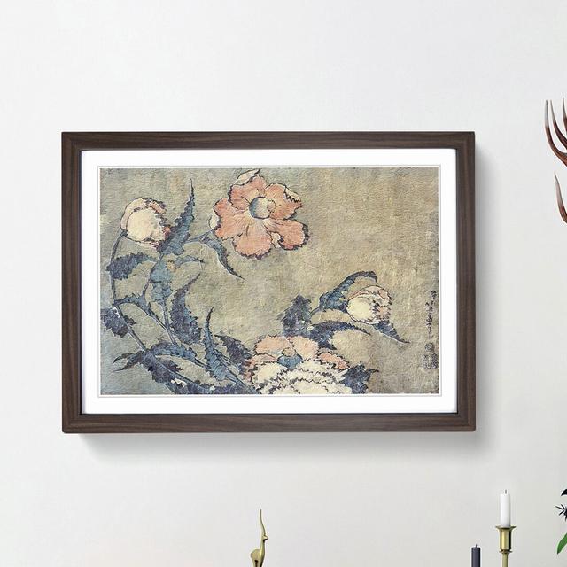 Poppies in the Wind by Katsushika Hokusai - Picture Frame Painting Print East Urban Home Size: 27cm H x 36cm W x 2cm D, Frame Option: Walnut Framed on Productcaster.