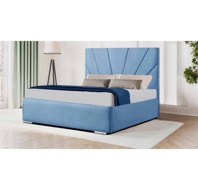 Ambere Bed Frame Latitude Run Size: Small Double (4'), Colour: Sky Blue on Productcaster.