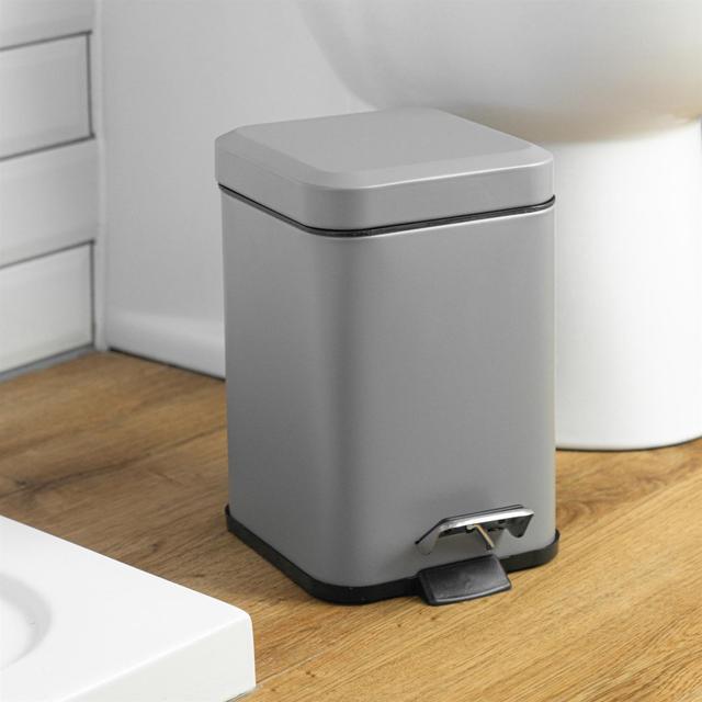 Square Bathroom Pedal Bin - 3 Litre Harbour Housewares Colour: Grey on Productcaster.