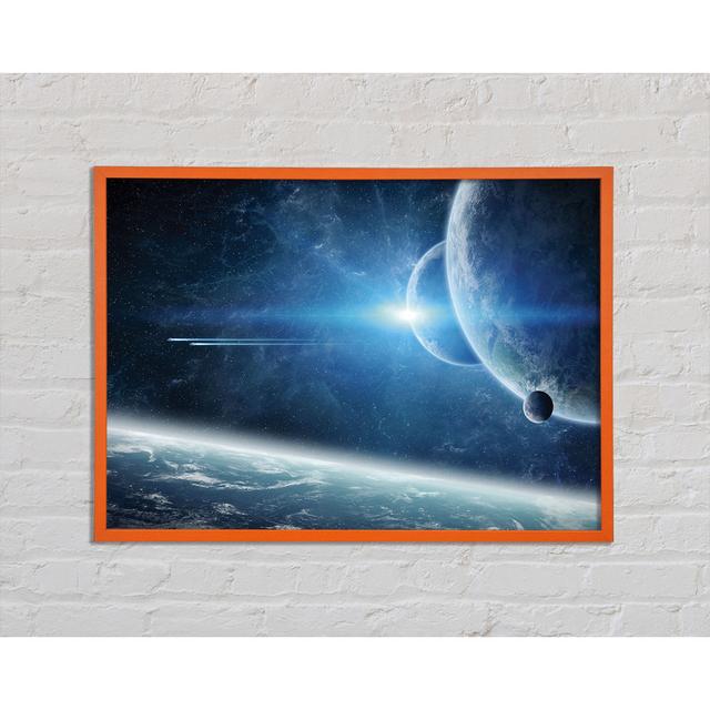 Ice Blue Planet Framed Print Brayden Studio Size: 59.7cm H x 84.1cm W x 2cm D, Format: Blue Framed Paper on Productcaster.