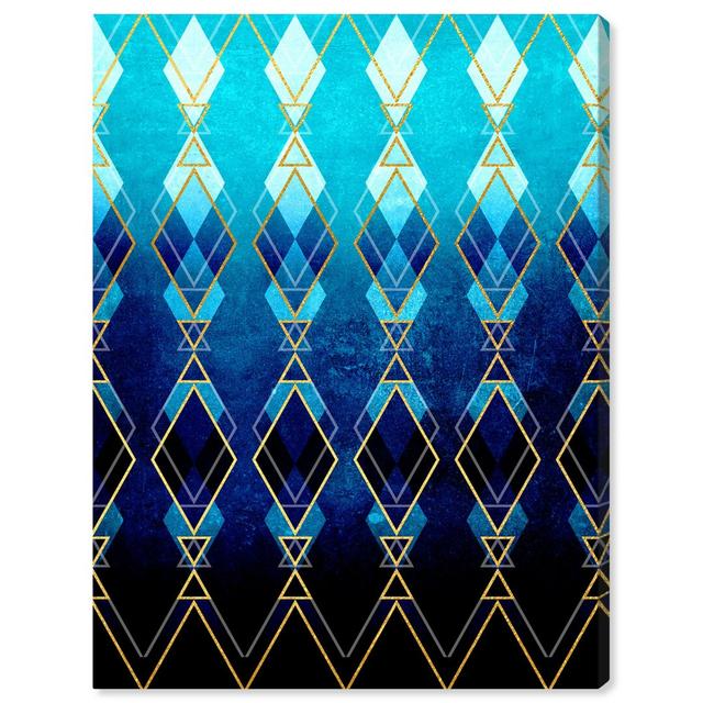 Geometric Eyes Sapphire - Wrapped Canvas Print East Urban Home Size: 76.2 cm H x 101.6 cm W on Productcaster.