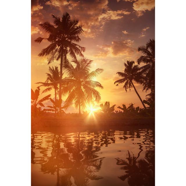 Gervais Sunset on Kerala backwaters - Wrapped Canvas Photograph House of Hampton Size: 122cm H x 81cm W x 3.8cm D on Productcaster.