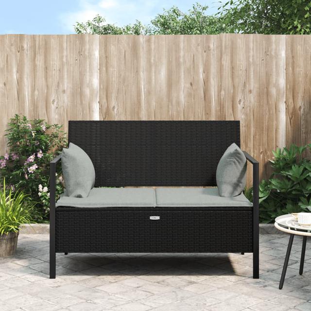 Gartenzweiersofa Lutrelle mit Kissen vidaXL Farbe des Kissens: Hellgrau, Rahmenfarbe: schwarz on Productcaster.