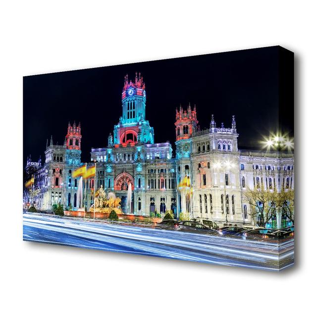 Madrid City Building At Modern - Wrapped Canvas Photograph Print East Urban Home Size: 66 cm H x 101.6 cm W on Productcaster.