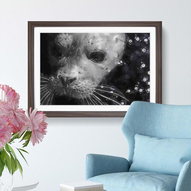 Seal Portrait in Abstract - Picture Frame Graphic Art Print East Urban Home Size: 60cm H x 91cm W x 2cm D, Frame Option: Walnut on Productcaster.