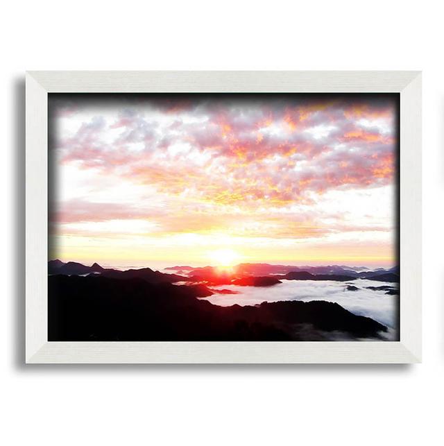 Sky Sunrise Ocean Framed Print Wall Art Highland Dunes Format: White Framed Paper, Size: 100cm H x 141.4cm W x 3.3cm D on Productcaster.