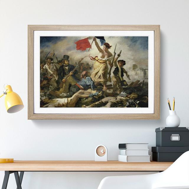 Liberty Leading the People by Eugene Delacroix - Picture Frame Painting East Urban Home Frame Option: Oak Framed, Size: 48cm H x 65cm W x 2cm D on Productcaster.