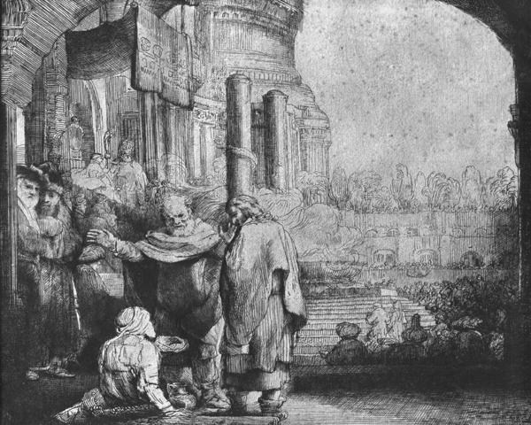 St. Peter and St. John at The Entrance to The Temple, 1649 by Rembrandt - Art Print on Paper East Urban Home Size: 40cm H x 50cm W x 2.3cm D, Format: on Productcaster.