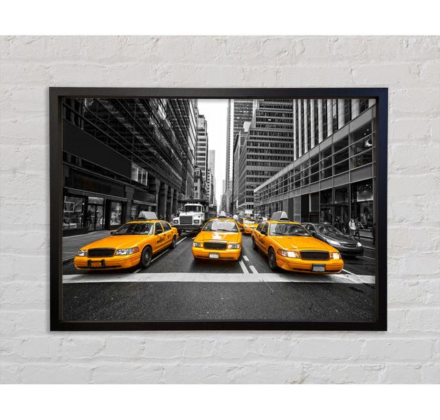 Yellow Taxi Cabs In NYC Framed Print Bright Star Size: 84.1cm H x 142.2cm W on Productcaster.