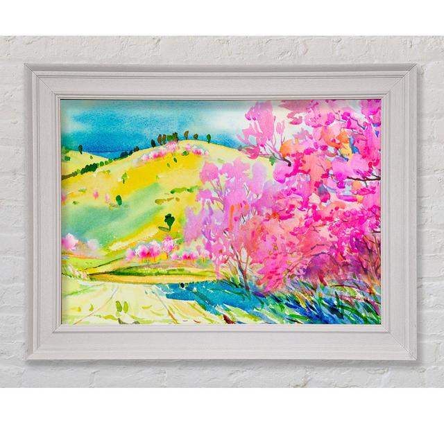 Pink Blossom Hilltops - Einzelner Bilderrahmen Kunstdrucke Rosalind Wheeler Größe: 100cm H x 141,4cm B x 8cm T on Productcaster.