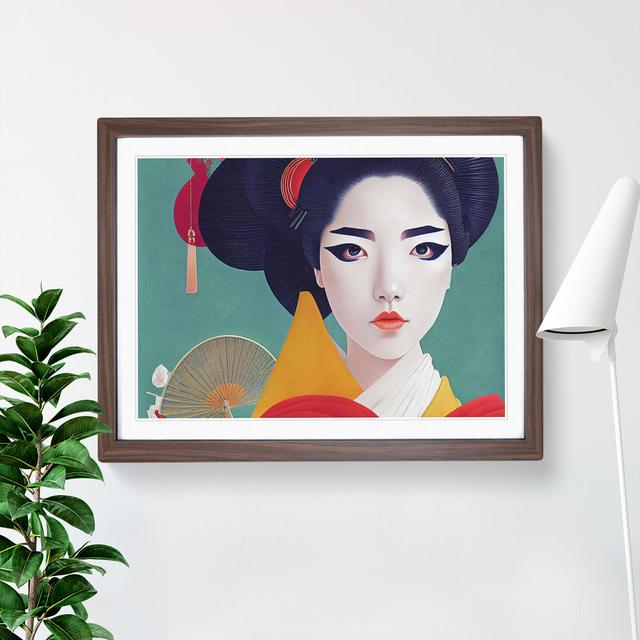 Harmonious Geisha - Picture Frame Graphic Art Marlow Home Co. Size: 34cm H x 46cm W, Frame Colour: Brown on Productcaster.