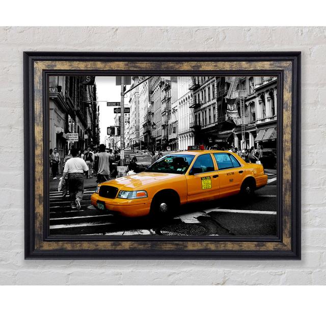 New York City Yellow Cab Crossing Framed Print Ebern Designs Format: Gold Black Framed Paper, Size: 42cm H x 59.7cm W x 8cm D on Productcaster.