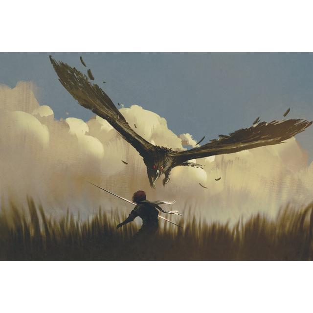 Big Eagle Attack by Grandfailure - Wrapped Canvas Painting Union Rustic Size: 81cm H x 122cm W x 3.8cm D on Productcaster.