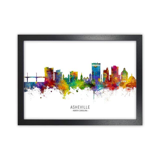 Asheville North Carolina Skyline by Michael Tompsett - Graphic Art Print Latitude Run Format: Black Framed, Size: 25cm H x 34cm W x 3cm D on Productcaster.