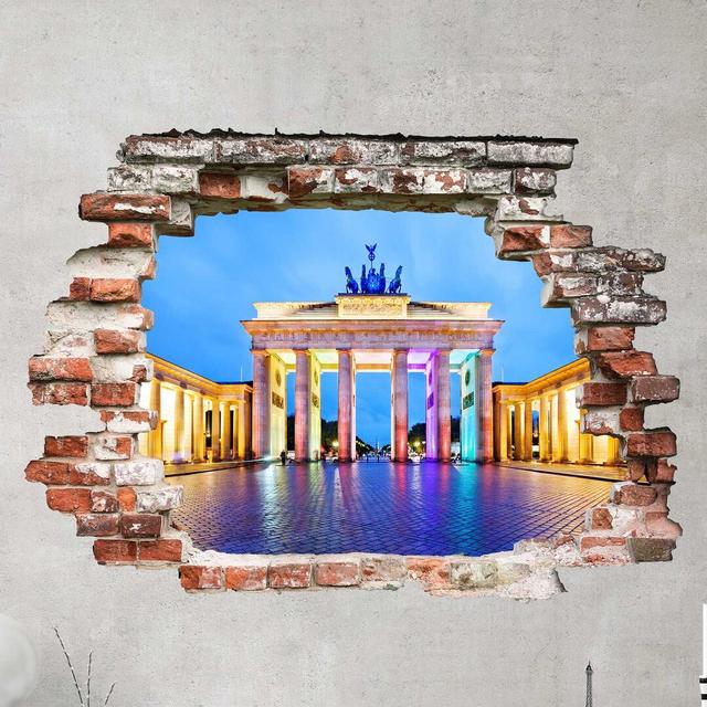 Illuminated Brandenburg Gate Wall Sticker East Urban Home Size: 120cm H x 160cm W on Productcaster.