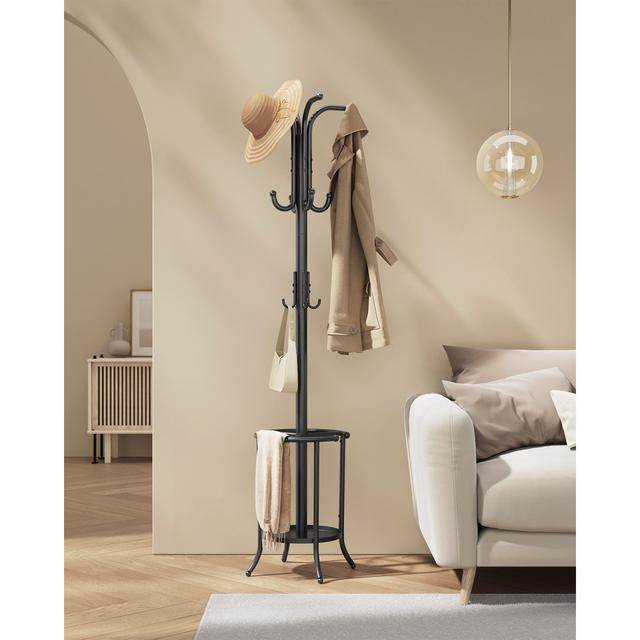 Alsafi Metal Freestanding 12 - Hook Coat Rack Rebrilliant Colour: Black on Productcaster.