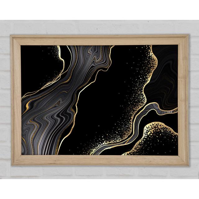 Black And Gold Flakes Framed Print Ivy Bronx Size: 29.7cm H x 42cm W on Productcaster.