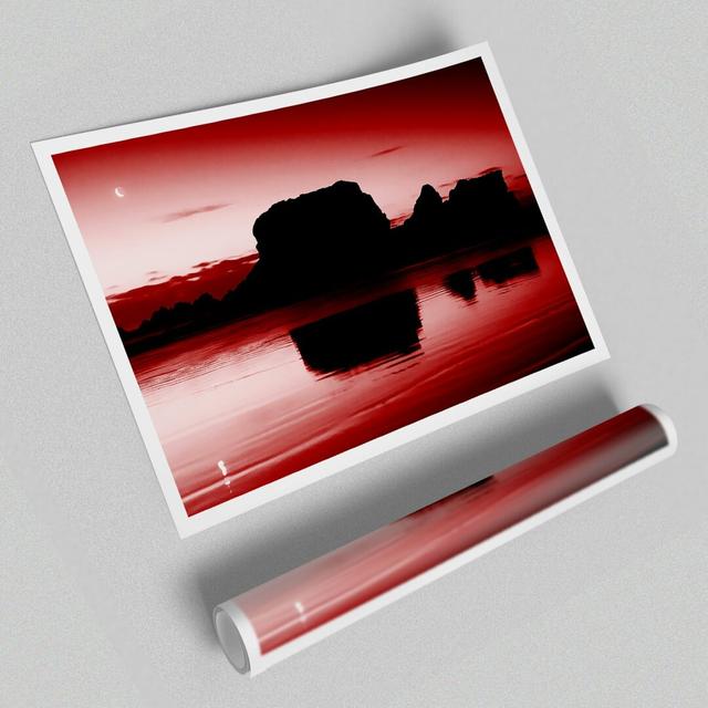 Moon Reflections Red - Photograph Print on Paper East Urban Home Size: 42 cm H x 59.4 cm W on Productcaster.