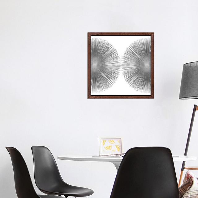 Silver Sunburst II by Abby Young - Graphic Art Print on Canvas Canora Grey Size: 93.98cm H x 93.98cm W x 3.81cm D, Frame Option: Brown Framed on Productcaster.