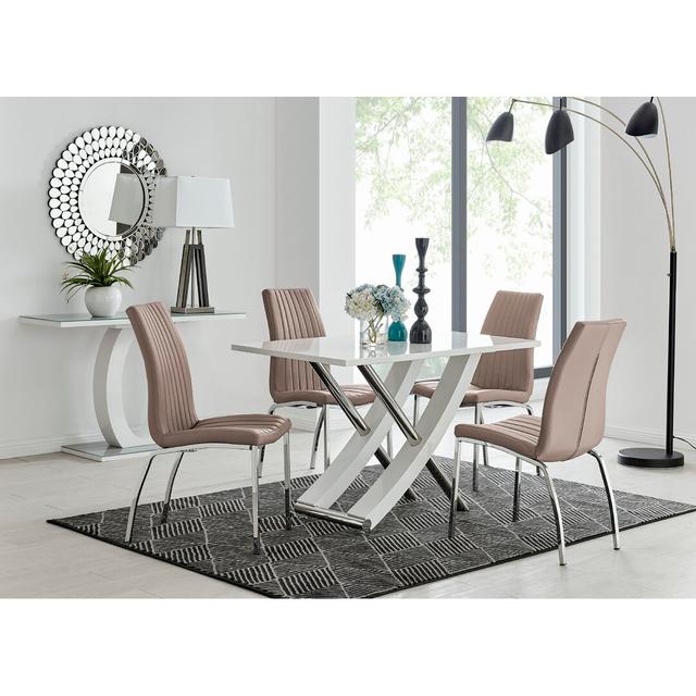 Chowchilla Dining Set with 4 Chairs Canora Grey Colour (Chair): Cappuccino on Productcaster.