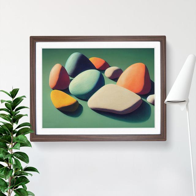 Selection Of River Pebbles - Single Picture Frame Print 17 Stories Size: 25cm H x 34cm W x 2cm D, Frame Colour: Walnut on Productcaster.