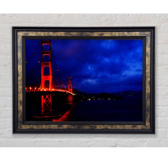 Golden Gate Bridge Red Lights - Single Picture Frame Art Prints Bright Star Size: 84.1cm H x 118.9cm W on Productcaster.