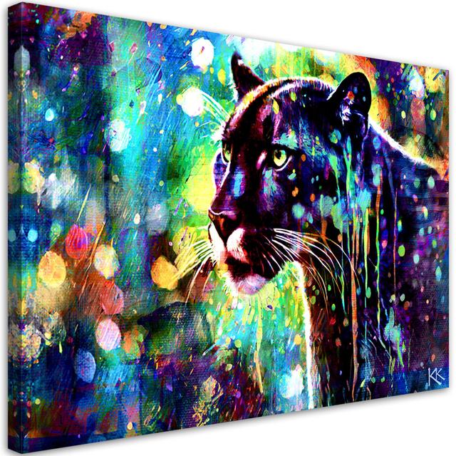 Leinwanddruck, Black Panther Abstraktion - Wrapped Canvas Print Langley Street Größe: 80 cm H x 120 cm B on Productcaster.