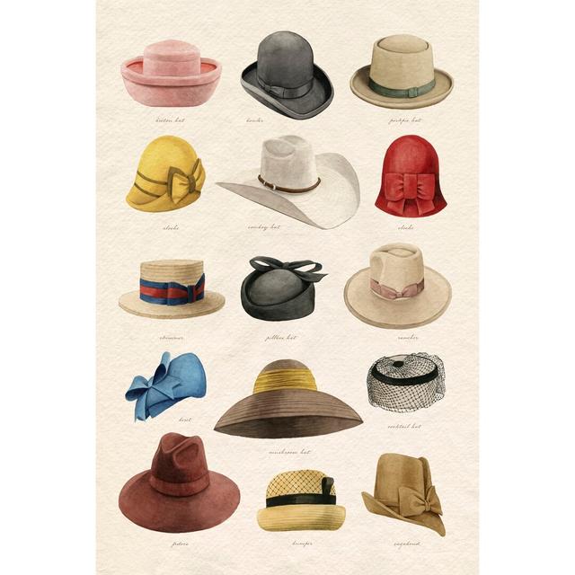 Vintage Hats III by Grace Popp - Wrapped Canvas Graphic Art Ebern Designs Size: 122cm H x 81cm W on Productcaster.