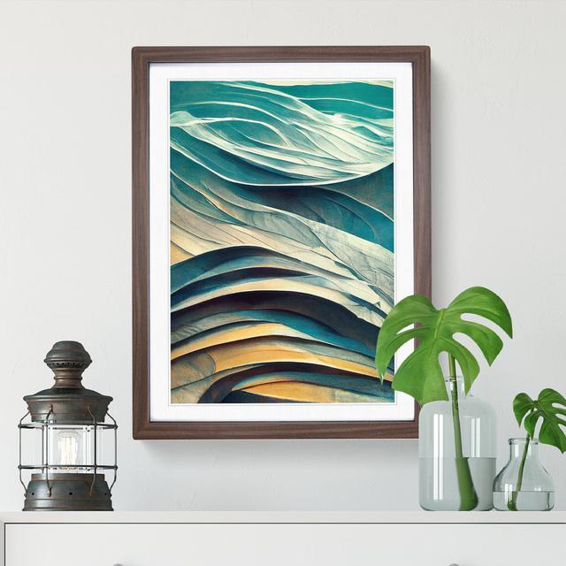 Abstract Art Ocean Wave No.1 - Single Picture Frame Painting Metro Lane Size: 64cm H x 46cm W x 2cm D, Frame Colour: Walnut on Productcaster.