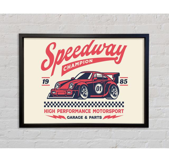 Speedway Champion Framed Print Happy Larry Size: 59.7cm H x 84.1cm W x 3.3cm D on Productcaster.