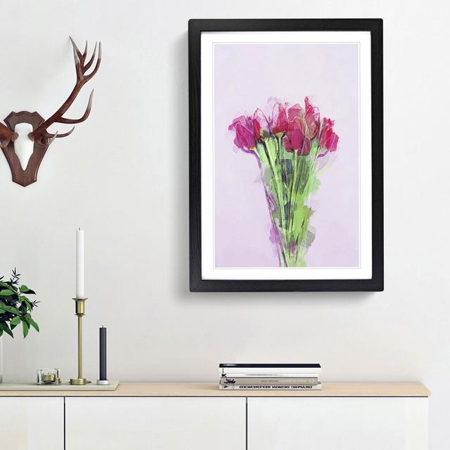 A Bunch of Pink Tulips in Abstract - Picture Frame Graphic Art Print on MDF East Urban Home Size: 65cm H x 48cm W x 2cm D, Frame Option: Black Framed on Productcaster.