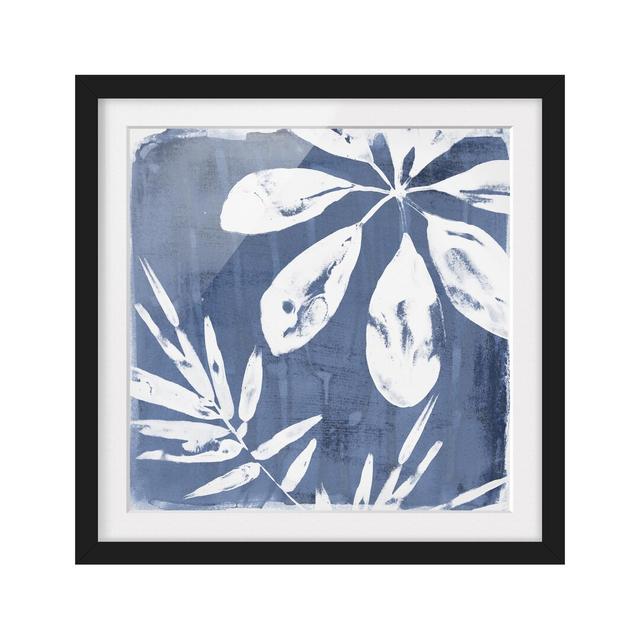 Tropical Leaves Indigo I - Picture Frame Painting Rosalind Wheeler Frame Option: Black Framed, Size: 70cm H x 70cm W x 2cm D on Productcaster.