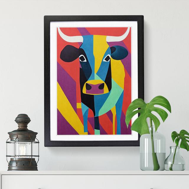 Cow African Art - Single Picture Frame Print Brambly Cottage Size: 46cm H x 34cm W x 2cm D, Frame Option: Oak on Productcaster.