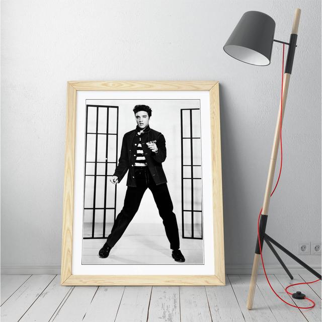 Elvis Jailhouse Rock a Artwork - Picture Frame Art Prints on Canvas Latitude Run Size: 89cm H x 64cm W, Frame Colour: White on Productcaster.