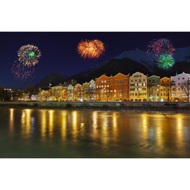 Fireworks In Innsbruck Austria - Wrapped Canvas Print Ebern Designs Size: 61cm H x 91cm W x 3.8cm D on Productcaster.