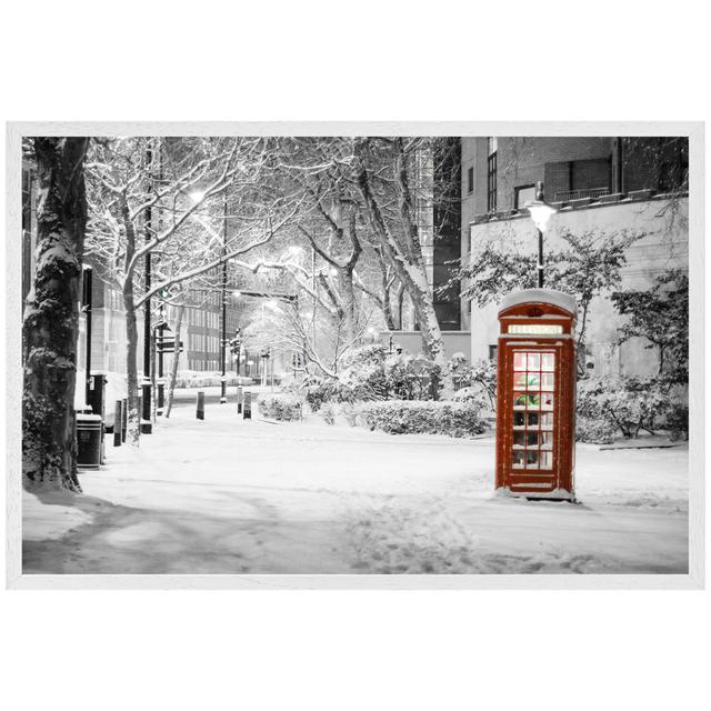 Tangires London Snow - Single Picture Frame Art Prints Latitude Run Size: 51cm H x 76cm W x 4cm D, Frame Colour: White on Productcaster.