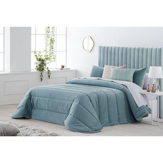 Microfibre Comforter Ebern Designs Colour: Blue, Size: 180cm W x 270cm L on Productcaster.