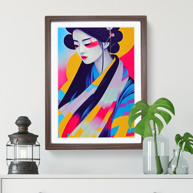 Colourful Geisha No.1 - Picture Frame Graphic Art Marlow Home Co. Frame Colour: Brown, Size: 34cm H x 25cm W on Productcaster.