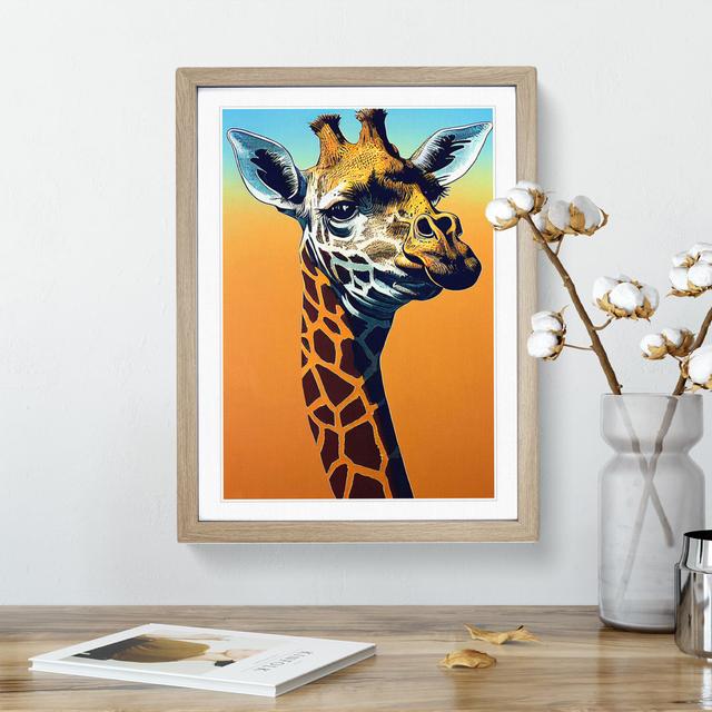 Funky Giraffe - Single Picture Frame Print Latitude Vive Frame Colour: Oak, Size: 34cm H x 25cm W x 2cm D on Productcaster.