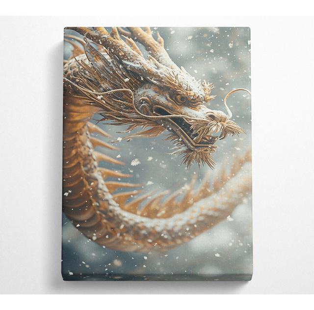 Dragon In The Snow Sky - Wrapped Canvas Art Prints Bright Star Size: 81.3cm H x 50.8cm W x 10cm D on Productcaster.